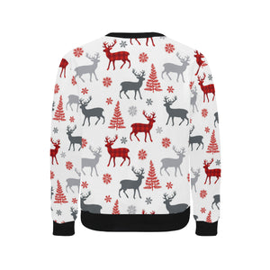 Deer tree snowflakes chrismas pattern Men's Crew Neck Sweatshirt