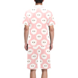 Cute sheep pattern Men's V-Neck Short Pajama Set