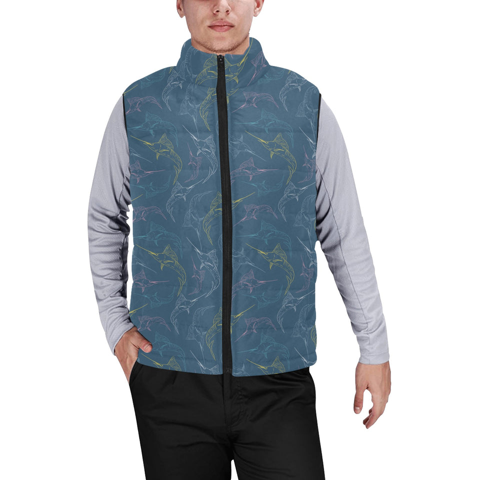 Swordfish Pattern Print Design 02 Men's Padded Vest