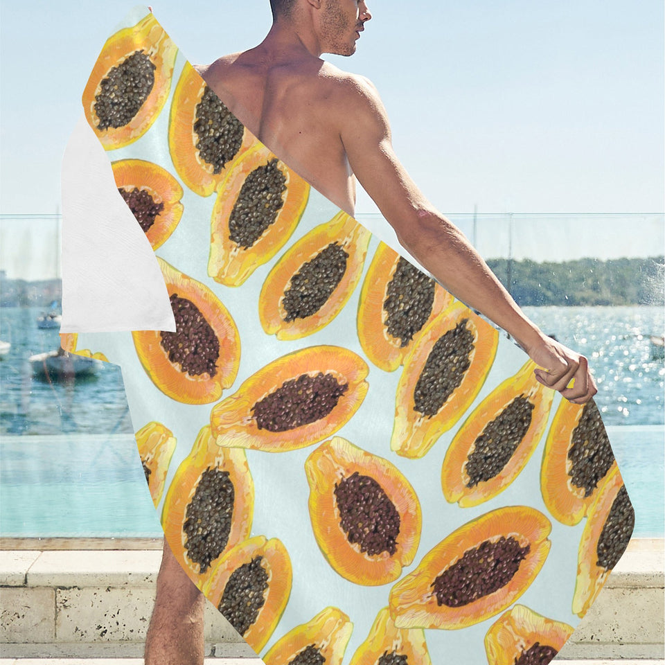Watercolor papaya pattern Beach Towel