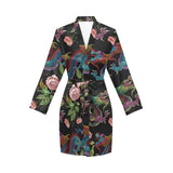 Dragons flower pattern Women's Long Sleeve Belted Night Robe