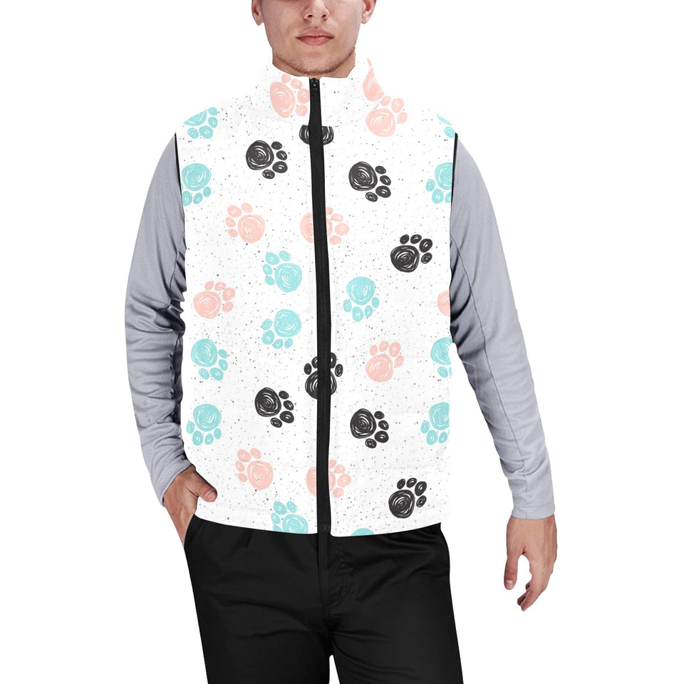 Dog Paws Pattern Print Design 04 Men's Padded Vest