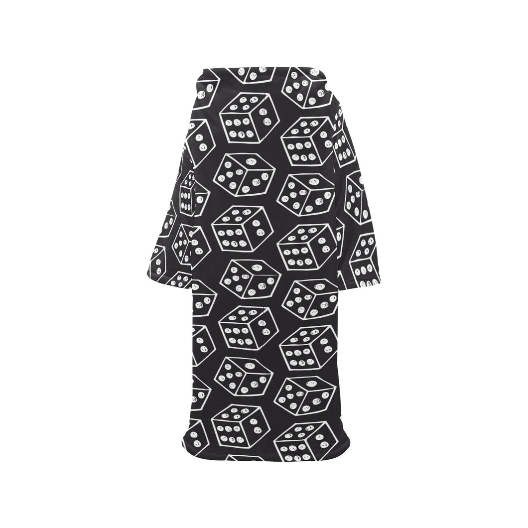 Dice Pattern Print Design 01 Blanket Robe with Sleeves