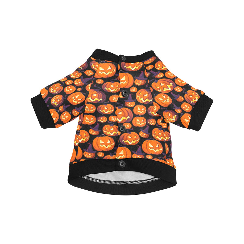 Halloween Pumpkin pattern All Over Print Pet Dog Round Neck Fuzzy Shirt