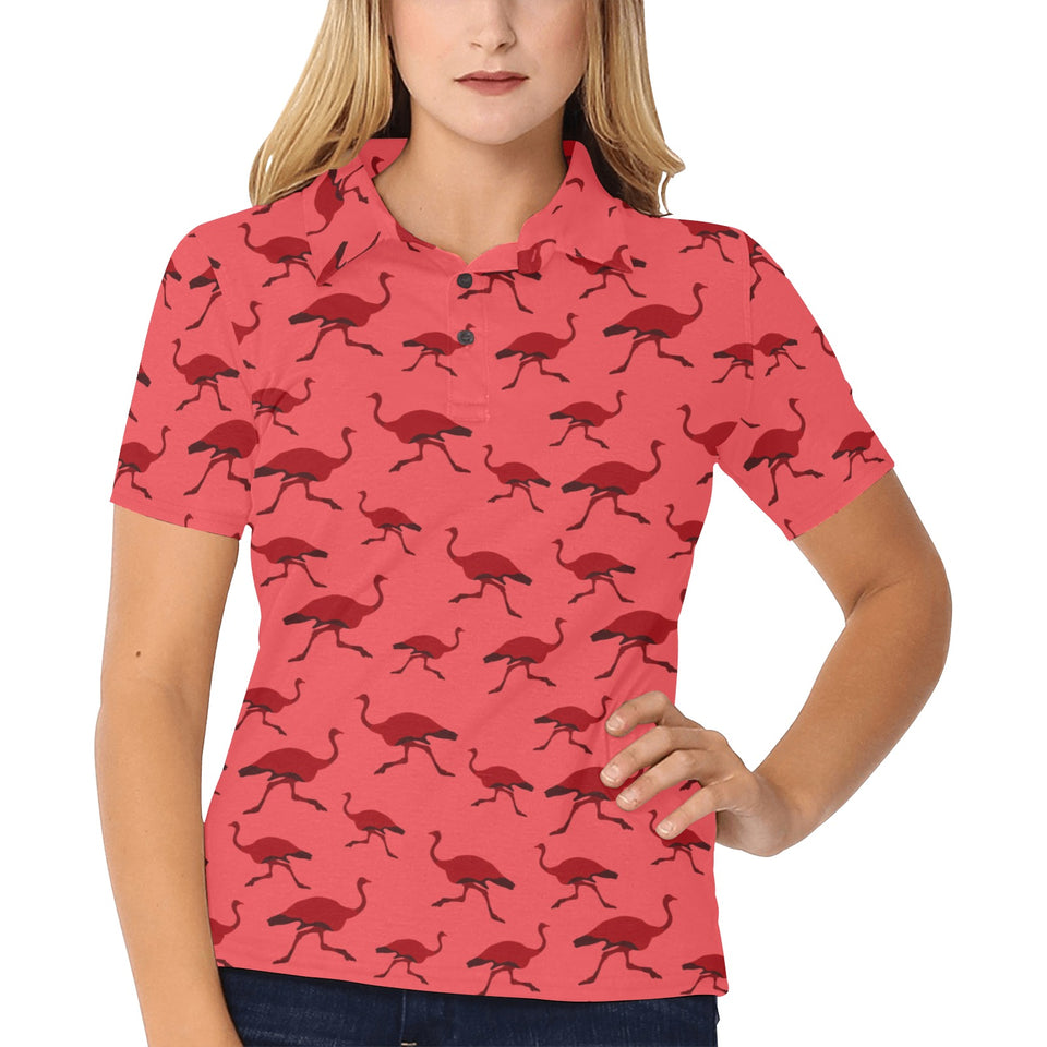 Ostrich Pattern Print Design 03 Women's All Over Print Polo Shirt