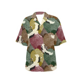 Japanese cranes flying forest dot pattern Women's All Over Print Hawaiian Shirt