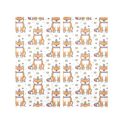 shiba inu unicorn costume horn colorful tail patte Gauze Curtain