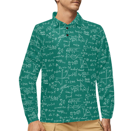 Math Pattern Print Design 01 Men's Long Sleeve Polo Shirt
