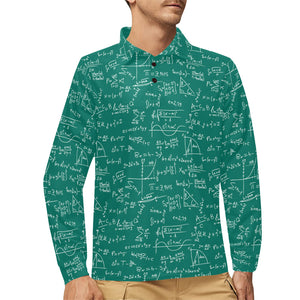Math Pattern Print Design 01 Men's Long Sleeve Polo Shirt