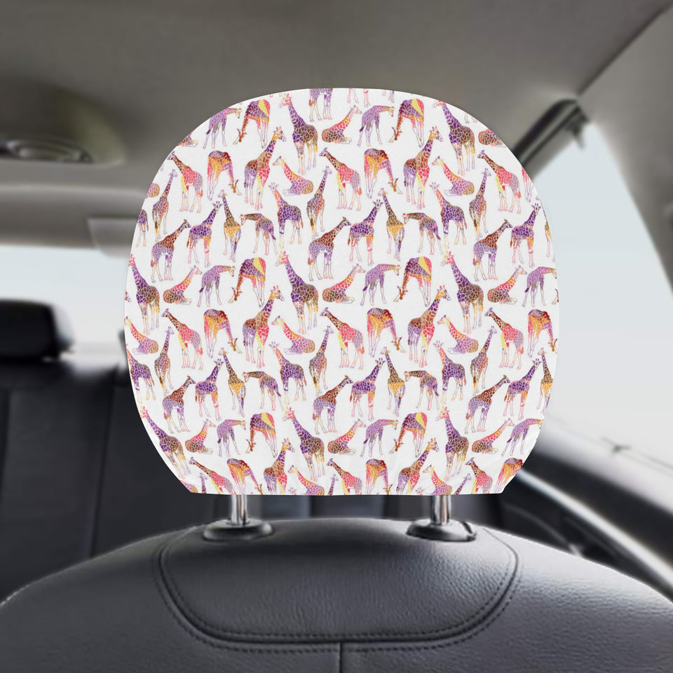 Giraffe Pattern Print Design 02 Car Headrest Cover