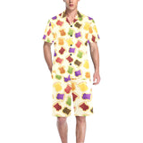 Bread Toast Pattern Print Design 02 Men's V-Neck Short Pajama Set