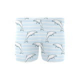 Dolphin blue striped background Men's Swimming Trunks