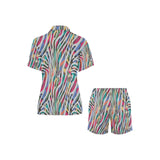 Colorful zebra skin pattern Women's V-Neck Short Pajama Set