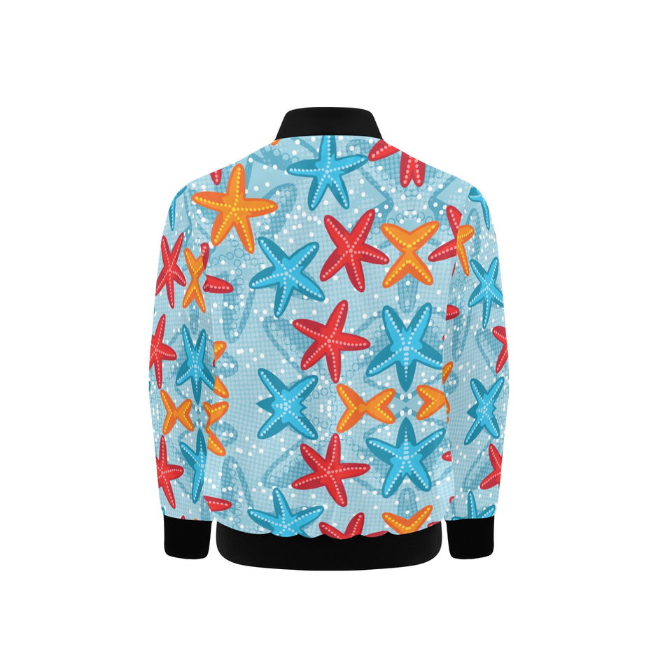 Blue red orange starfish pattern Kids' Boys' Girls' Bomber Jacket