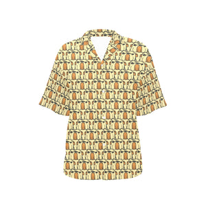 English Bulldog Pattern Print Design 02 Women's All Over Print Hawaiian Shirt