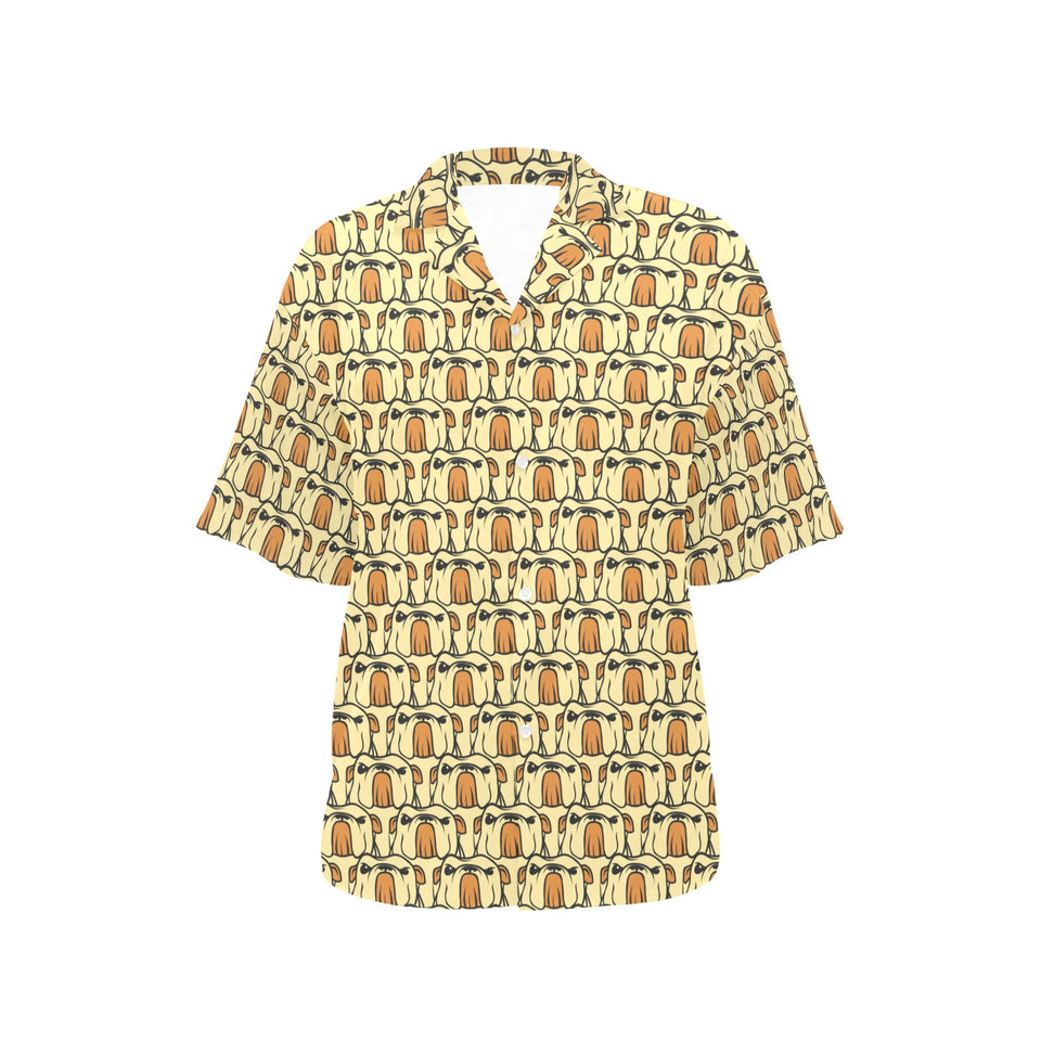English Bulldog Pattern Print Design 02 Women's All Over Print Hawaiian Shirt