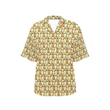 English Bulldog Pattern Print Design 02 Women's All Over Print Hawaiian Shirt