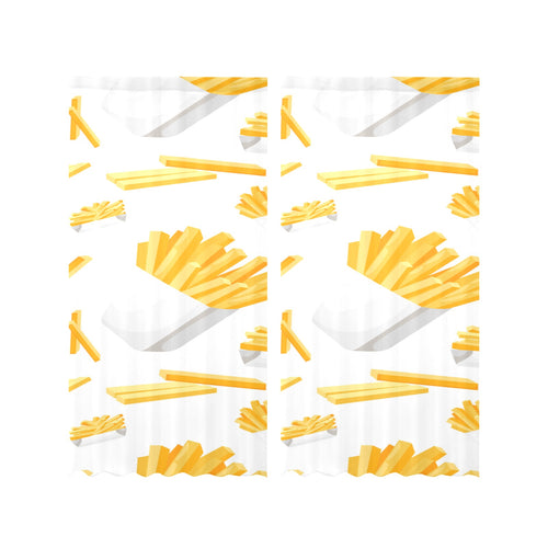 French fries white paper box pattern Gauze Curtain
