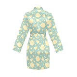 Tea pots Pattern Print Design 02 Women's Long Sleeve Belted Night Robe