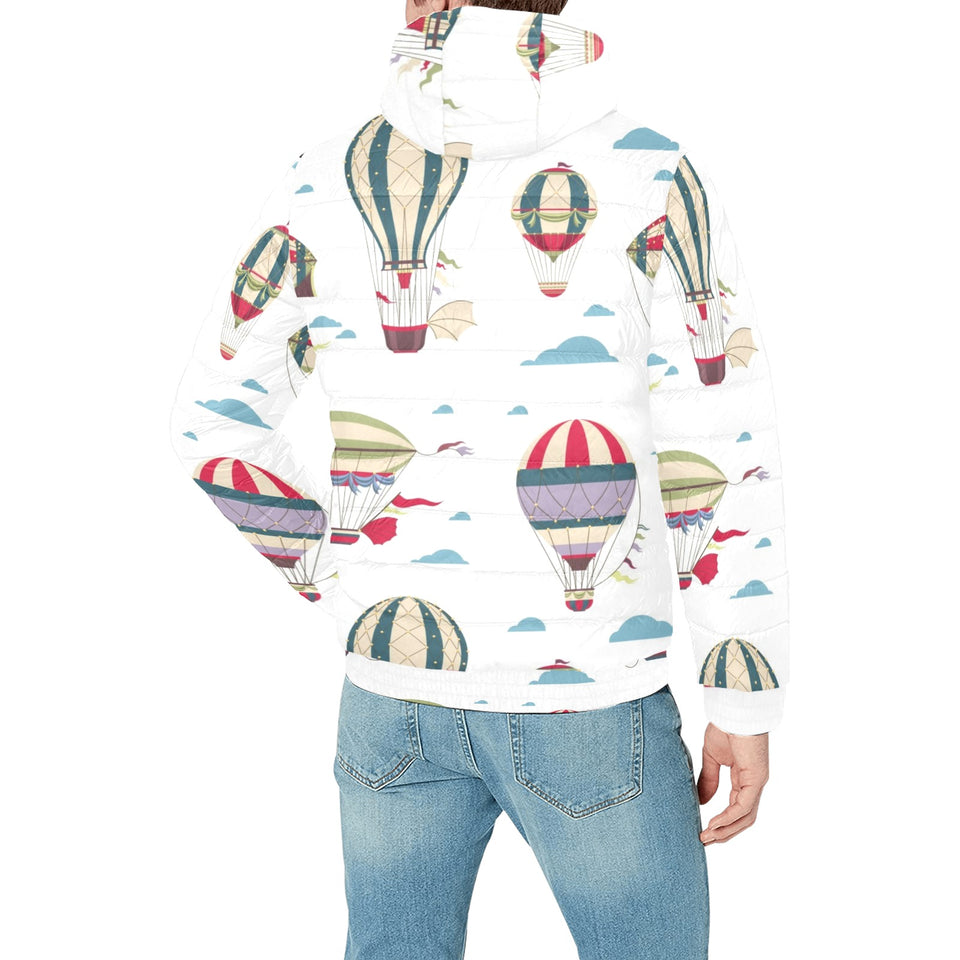 Hot air balloon pattern Men's Padded Hooded Jacket