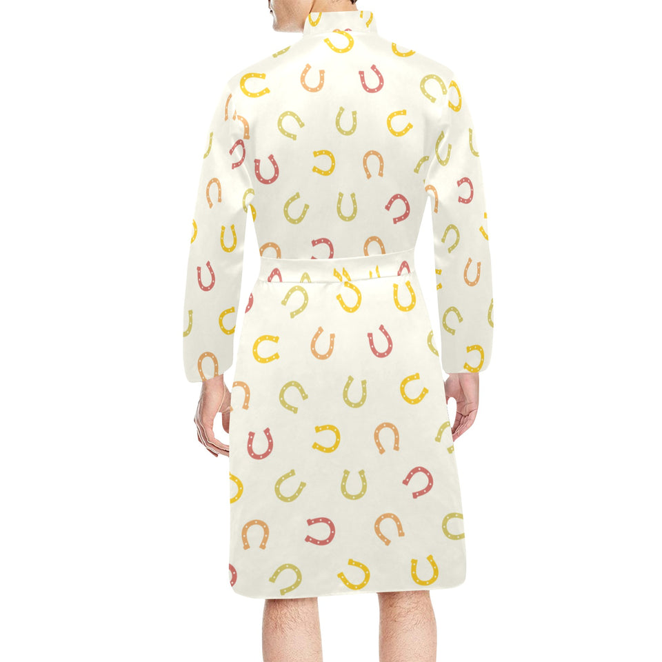 Horseshoes Pattern Print Design 02 Men's Long Sleeve Belted Night Robe