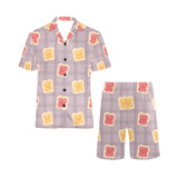 Bread Toast Pattern Print Design 05 Men's V-Neck Short Pajama Set
