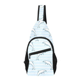 Dolphin blue striped background All Over Print Chest Bag