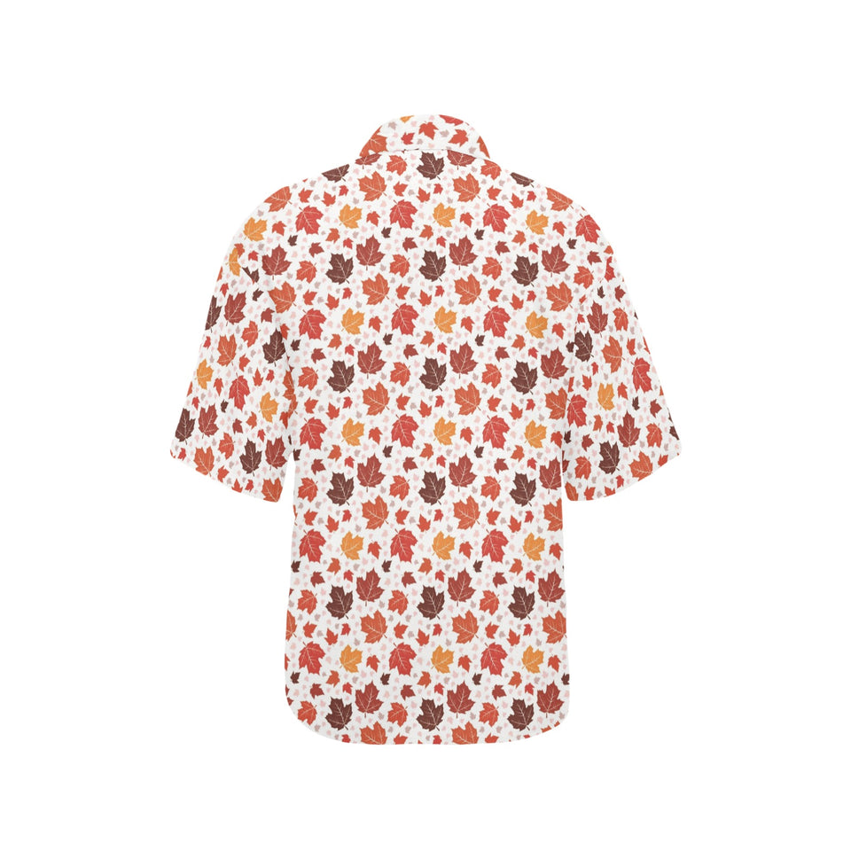 Colorful Maple Leaf pattern Women's All Over Print Hawaiian Shirt