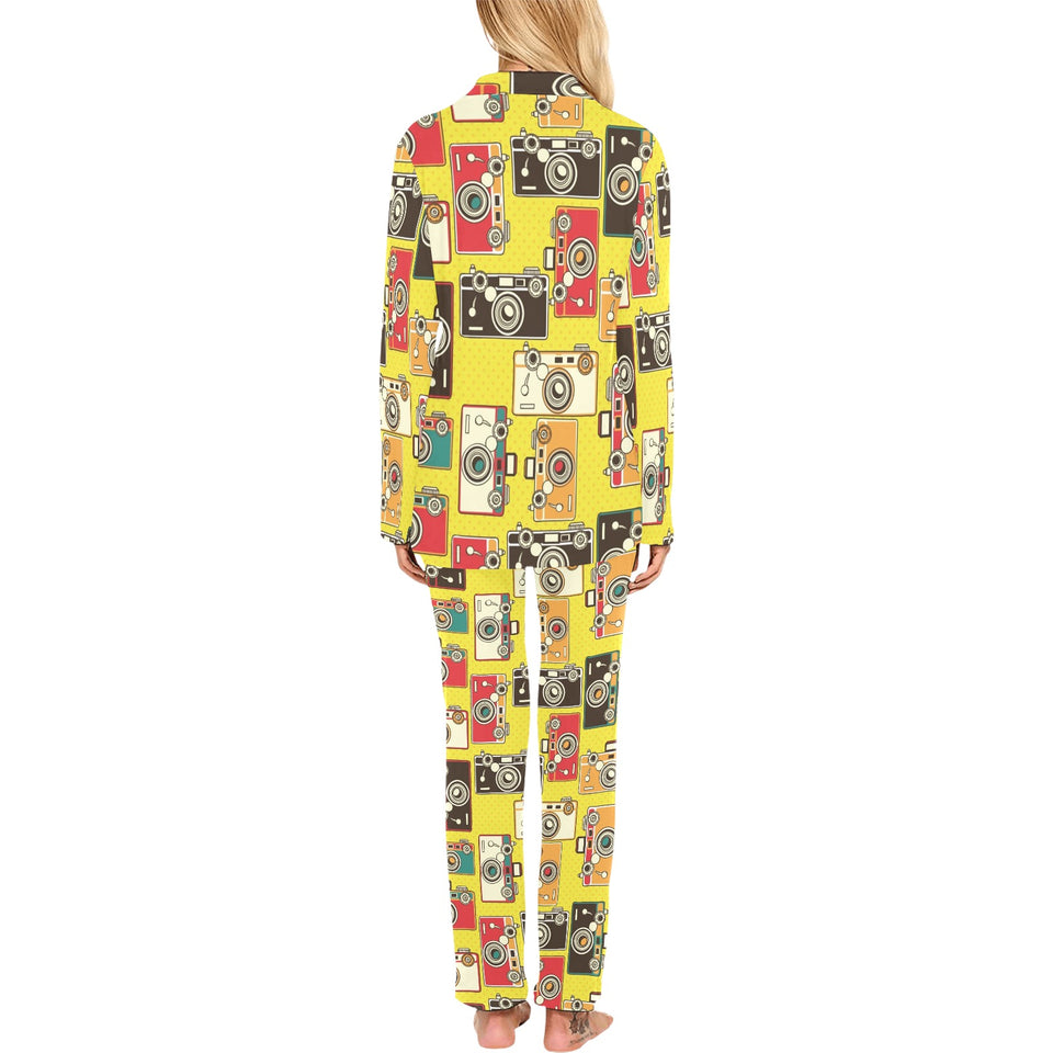 Camera Pattern Print Design 02 Women's Long Pajama Set
