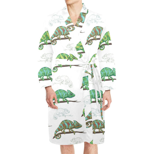 Chameleon lizard pattern Men's Long Sleeve Belted Night Robe