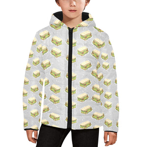 Sandwich Pattern Print Design 05 Kids' Boys' Girls' Padded Hooded Jacket