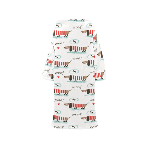 Cute dachshund bone pattern Blanket Robe with Sleeves