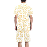 hand drawn onion pattern Men's V-Neck Short Pajama Set