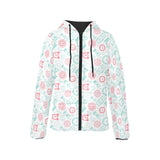 Clock time pattern blackground Women's Padded Hooded Jacket