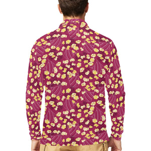 Popcorn Pattern Print Design 02 Men's Long Sleeve Polo Shirt