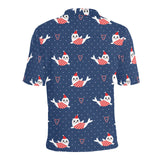Cute sea lion seal christmas hat candy cane heart Men's All Over Print Polo Shirt