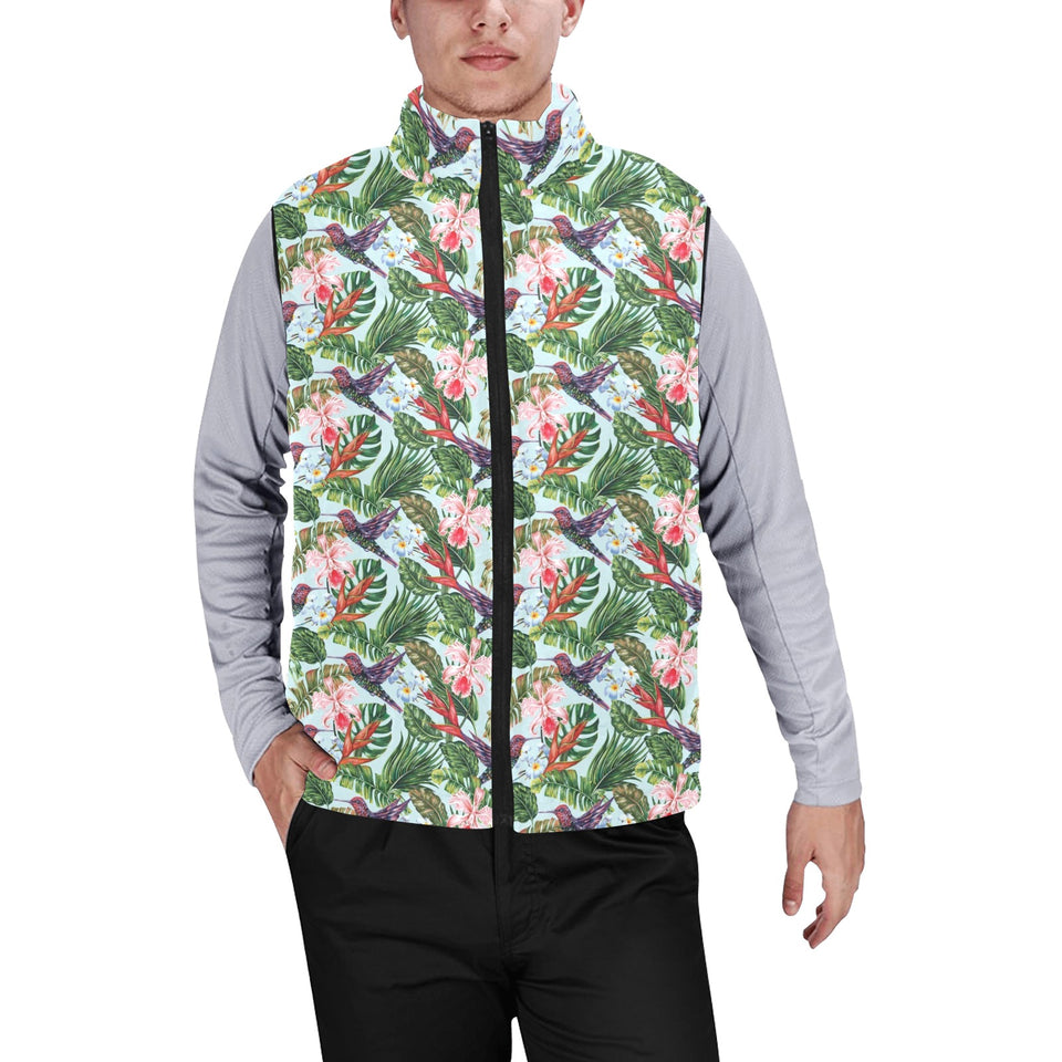 Hummingbird Pattern Print Design 05 Men's Padded Vest