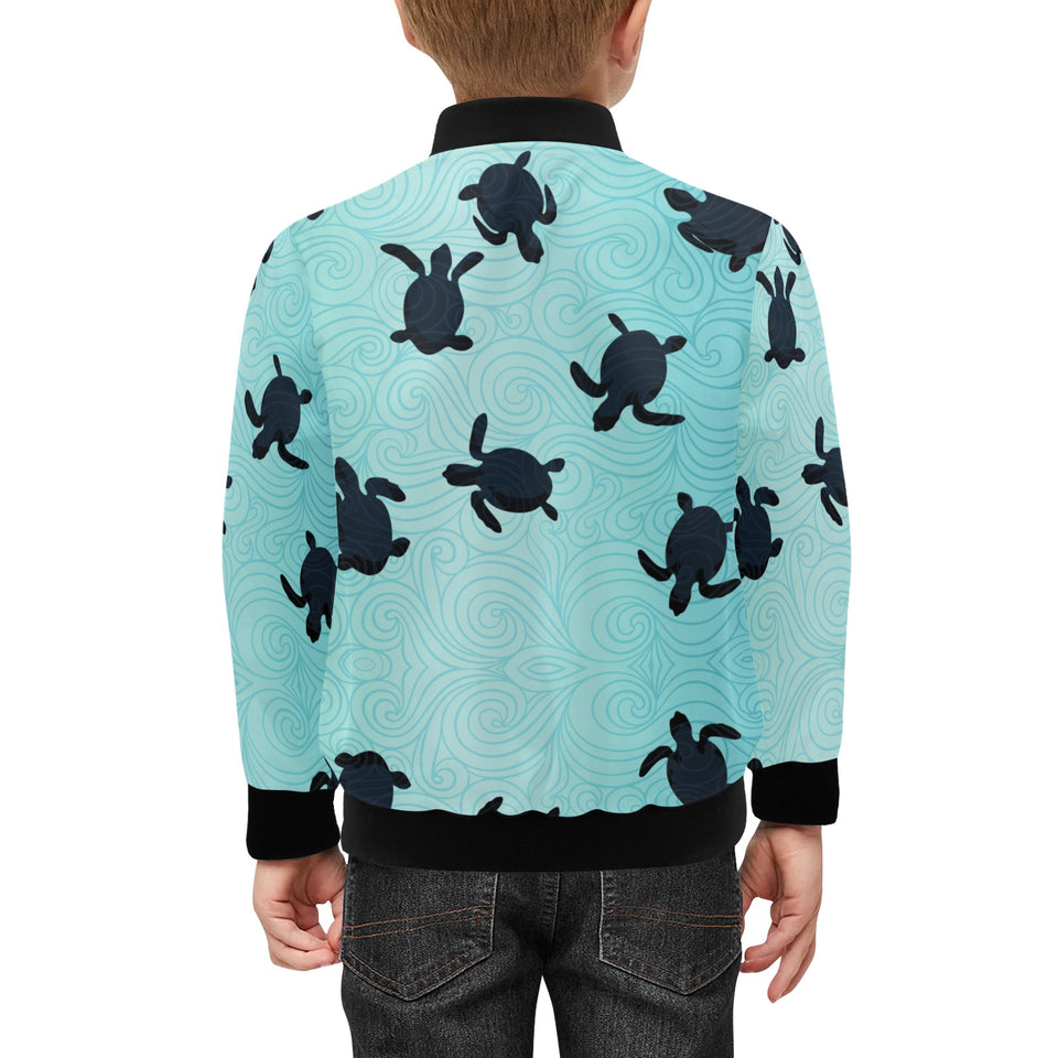 Sea turtle with blue ocean backgroud Kids' Boys' Girls' Bomber Jacket