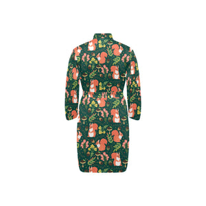 Squirrel Pattern Print Design 03 Men's Long Sleeve Belted Night Robe