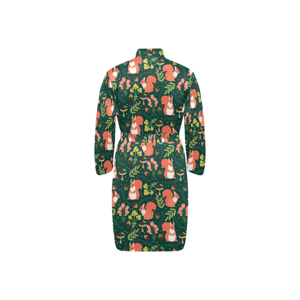 Squirrel Pattern Print Design 03 Men's Long Sleeve Belted Night Robe