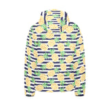 Pineapples pattern striped background Kids' Boys' Girls' Padded Hooded Jacket