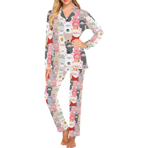 Pig Pattern Print Design 02 Women's Long Pajama Set