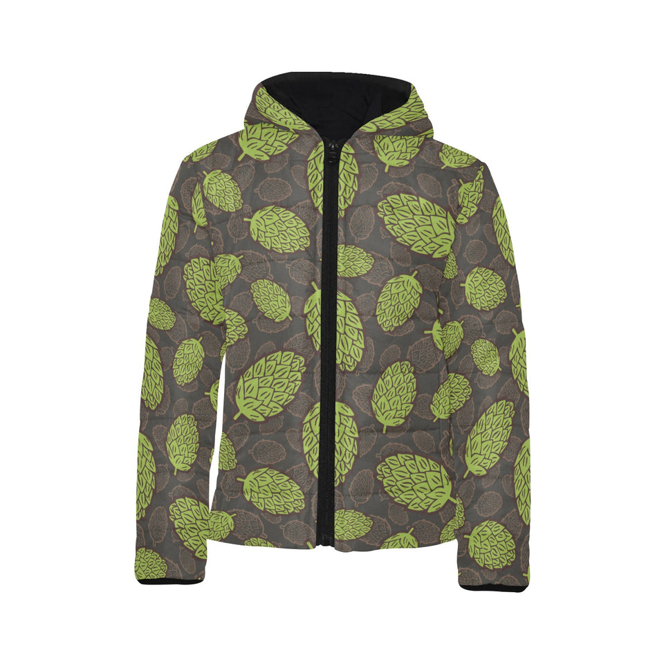 Hop pattern black background Kids' Boys' Girls' Padded Hooded Jacket