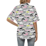 Mustache Beard Pattern Print Design 02 Women's All Over Print Hawaiian Shirt