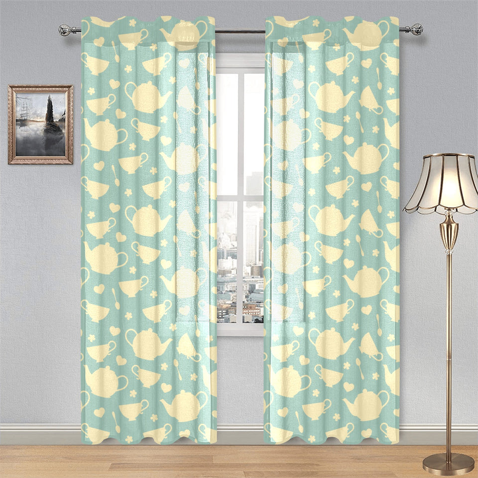 Tea pots Pattern Print Design 02 Gauze Curtain