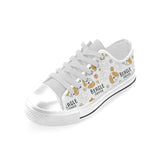 Cute beagle dog pattern background Men's Low Top Shoes White