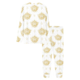 Gold Ornamental lotue waterlily symbol pattern Women's All Over Print Pajama Set