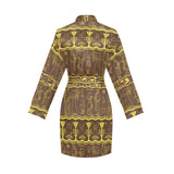 Egypt Hieroglyphics Pattern Print Design 03 Women's Long Sleeve Belted Night Robe