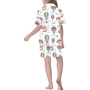 Hot air balloon pattern Kids' Boys' Girls' V-Neck Short Pajama Set