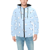 Seagull Pattern Print Design 02 Men's Padded Hooded Jacket